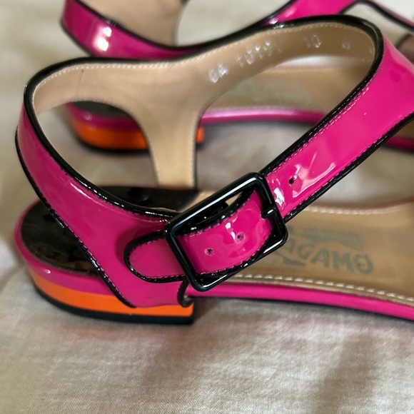 Salvatore Ferragamo Pantent Color Block Sandals - Picture 8 of 9